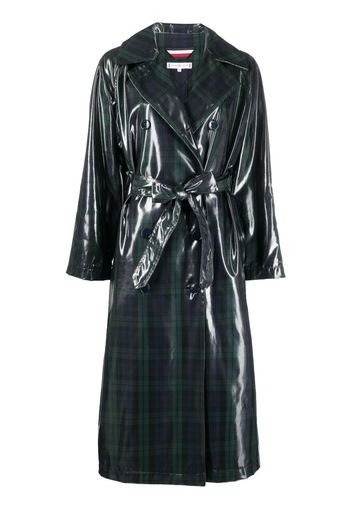 Tommy Hilfiger tartan-print trench coat - Verde