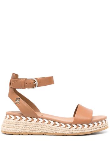 Tommy Hilfiger strap-detail leather espadrilles - Marrone