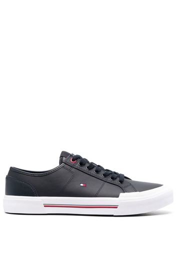 Tommy Hilfiger logo-embroidered low-top leather sneakers - BLUE-DW5