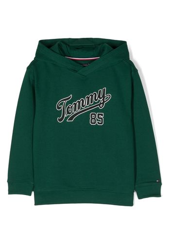 Tommy Hilfiger Junior logo-appliqué cotton-blend hoodie - Verde