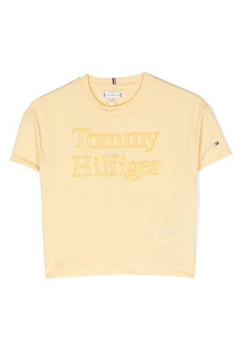 Tommy Hilfiger Junior logo-embroidered short-sleeve T-shirt - Giallo