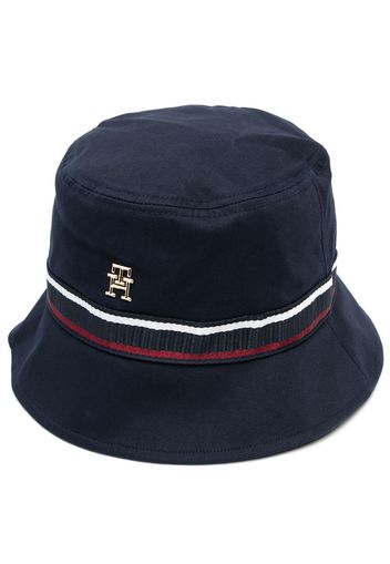 Tommy Hilfiger monogram-plaque cotton bucket hat - Blu