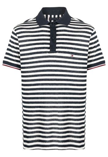 Tommy Hilfiger logo-patch striped polo shirt - Bianco