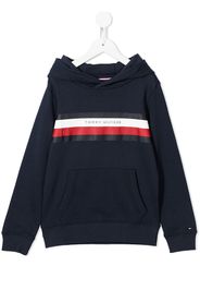 Tommy Hilfiger Junior logo-print cotton hoodie - Blu