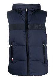 Tommy Hilfiger logo-print hooded gilet - Blu