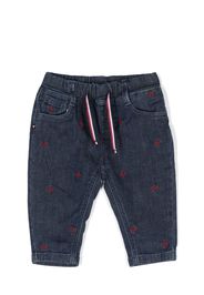 Tommy Hilfiger Junior embroidered-logo tapered trousers - Blu