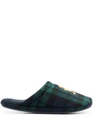 Tommy Hilfiger logo-embroidered tartan slippers - Verde