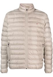 Tommy Hilfiger logo-patch zipped puffer jacket - Toni neutri