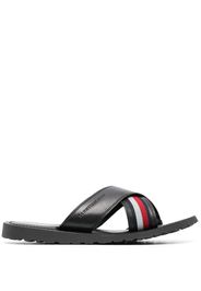 Tommy Hilfiger criss-cross straps leather slides - Nero