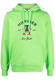 Tommy Hilfiger embroidered-logo cotton hoodie - Verde