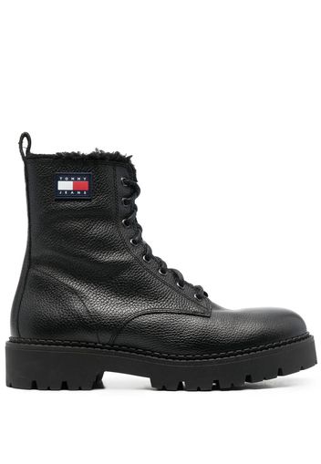 Tommy Jeans side logo-patch lace-up boots - Nero