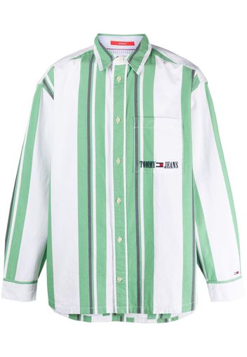 Tommy Jeans oversized striped cotton shirt - Verde