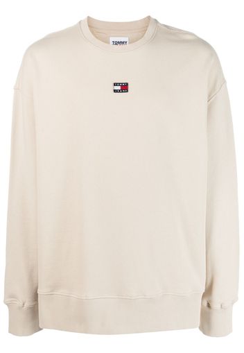 Tommy Jeans logo-patch cotton sweatshirt - Toni neutri