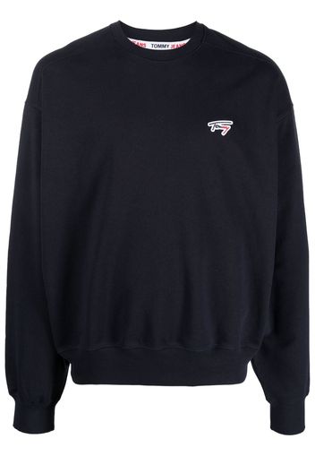 Tommy Jeans logo-patch ribbed sweatshirt - Blu