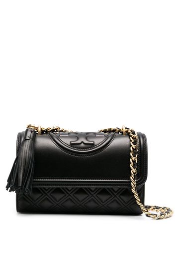 logo embossed quilted shoulder bag