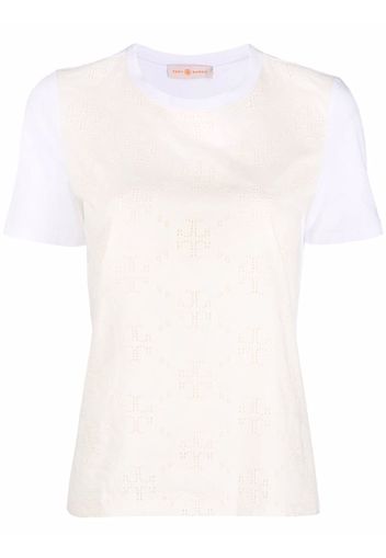 Tory Burch monogram-print short-sleeved T-shirt - Toni neutri