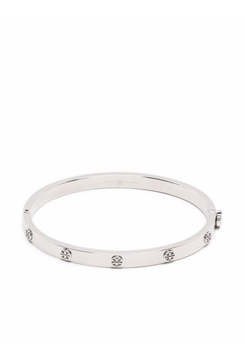 Tory Burch Miller logo-charm bangle bracelet - Argento