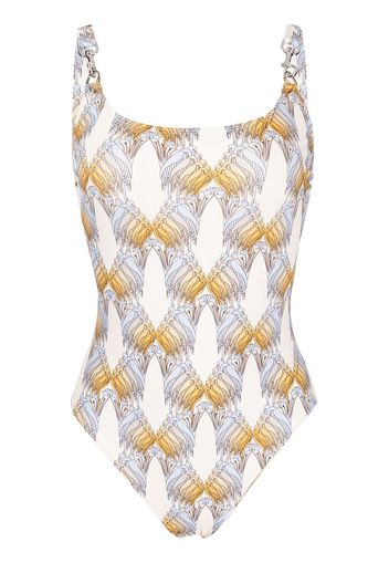 Tory Burch graphic-print swimsuit - Toni neutri