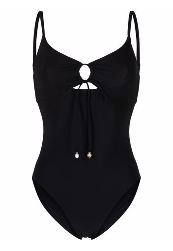 Tory Burch ruched cut-out swimsuit - Nero