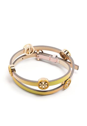 Tory Burch Miller logo-plaque double-wrap bracelet - Rosa