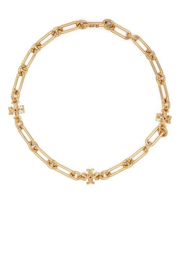 Tory Burch logo-plaque chain-link necklace - Oro