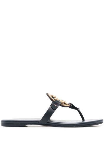 Tory Burch logo-plaque open-toe slides - Blu