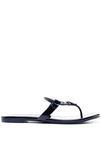 Tory Burch Double T leather flip flops - Blu