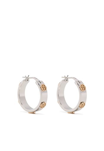 Tory Burch Miller logo hoop earrings - Argento