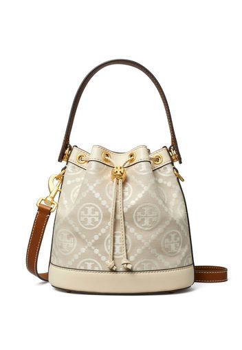 Tory Burch Borsa a secchiello T Monogram con logo goffrato - Toni neutri