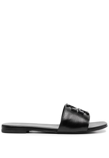 Tory Burch logo-patch detail mules - Nero