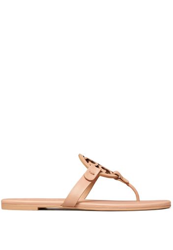 Tory Burch Sandali slides con placca logo - Marrone