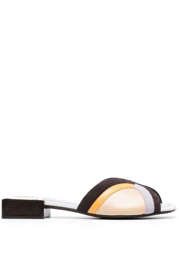 Tory Burch Marquetry colour-block leather mules - Toni neutri