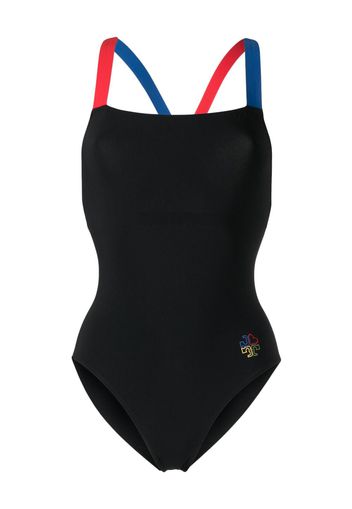 Tory Burch logo-detail colorblocked swimsuit - Nero