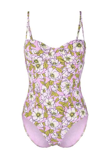 Tory Burch floral-print cut-out swimsuit - Rosa