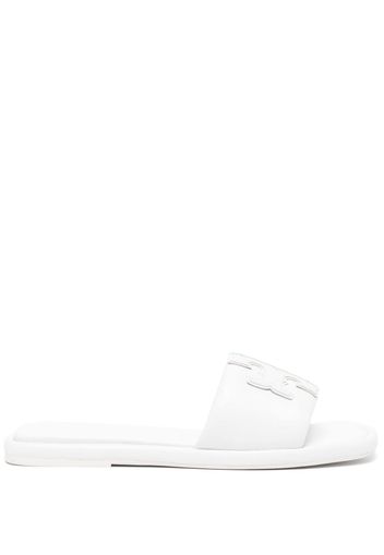 Tory Burch Double T leather slides - Bianco