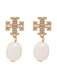 gold tone Kira crystal pearl drop earrings