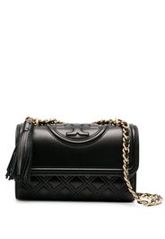 logo embossed quilted shoulder bag