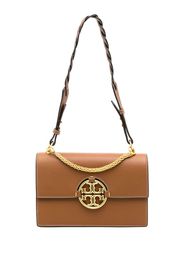 Tory Burch Borsa a spalla con placca logo - Marrone