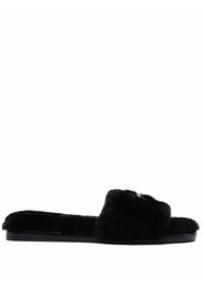 Tory Burch logo-patch fur sliders - Nero