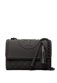 Tory Burch leather logo-embossed shoulder bag - Nero