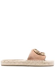 Tory Burch Woven Double T espadrille slide - Marrone