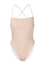 Tory Burch patterned cross-strap swimsuit - Toni neutri