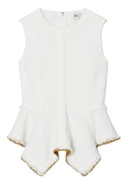 Tory Burch Top smanicato in tweed con frange - Toni neutri