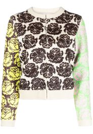 Tory Burch floral-motif zip-up cardigan - Toni neutri