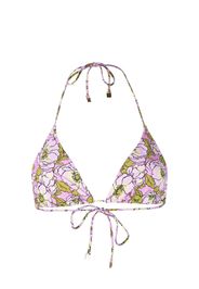 Tory Burch floral-print triangle bikini top - Rosa