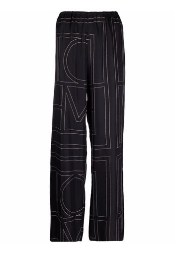 Totême monogram silk pyjama bottoms - Nero