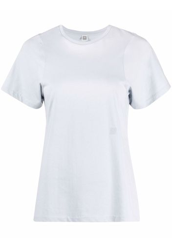 Totême logo-embroidered organic-cotton T-shirt - Blu