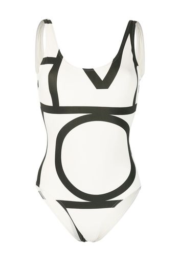 TOTEME monogram-print swimsuit - Bianco