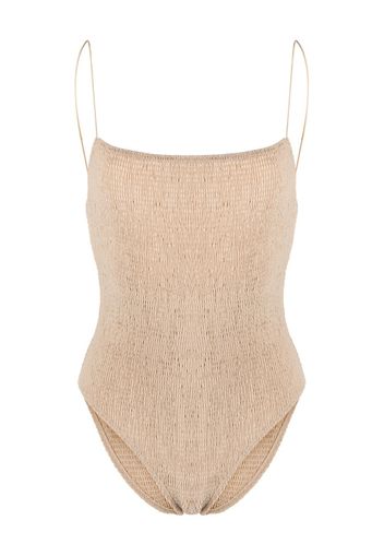 TOTEME recycled polyamide smocked swimsuit - Toni neutri