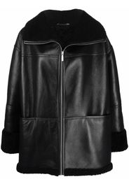 Totême oversized shearling-trim jacket - Nero